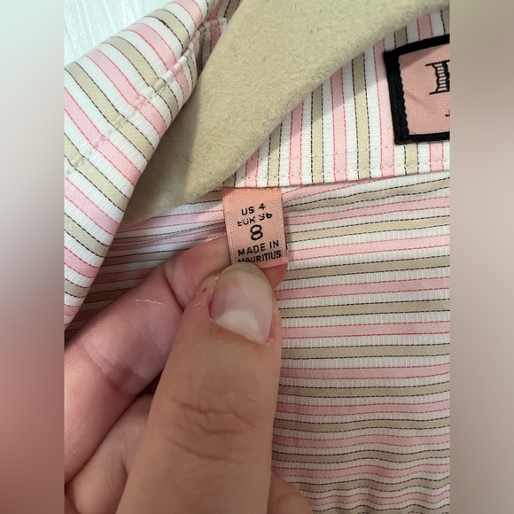Thomas Pink Shirt Women’s 4 Button Up Pink Striped French Cuffs Collared Career - Picture 5 of 10